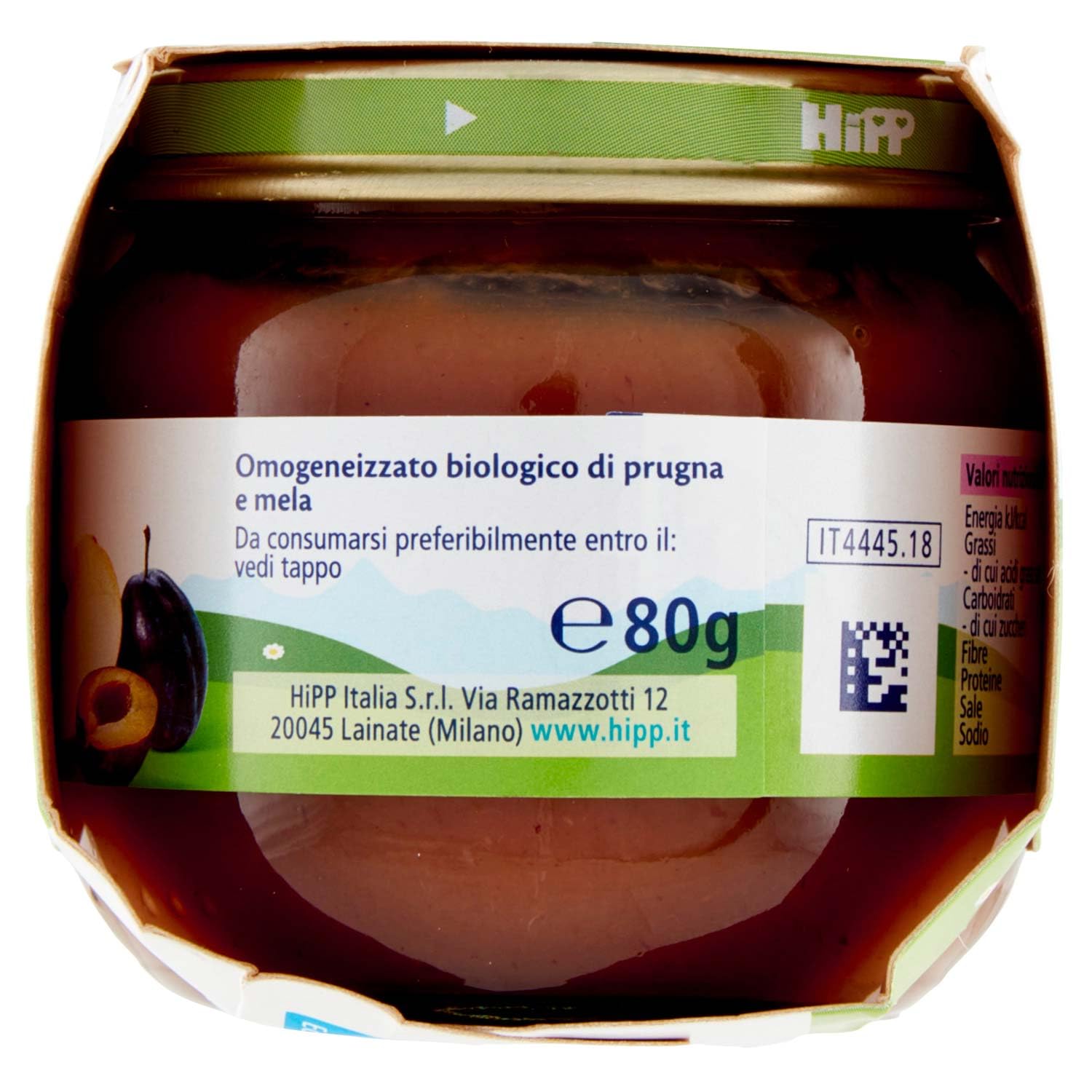 HiPP Omogeneizzato Biologico di Prugna e Mela 4+ Mesi, 2 x 80g