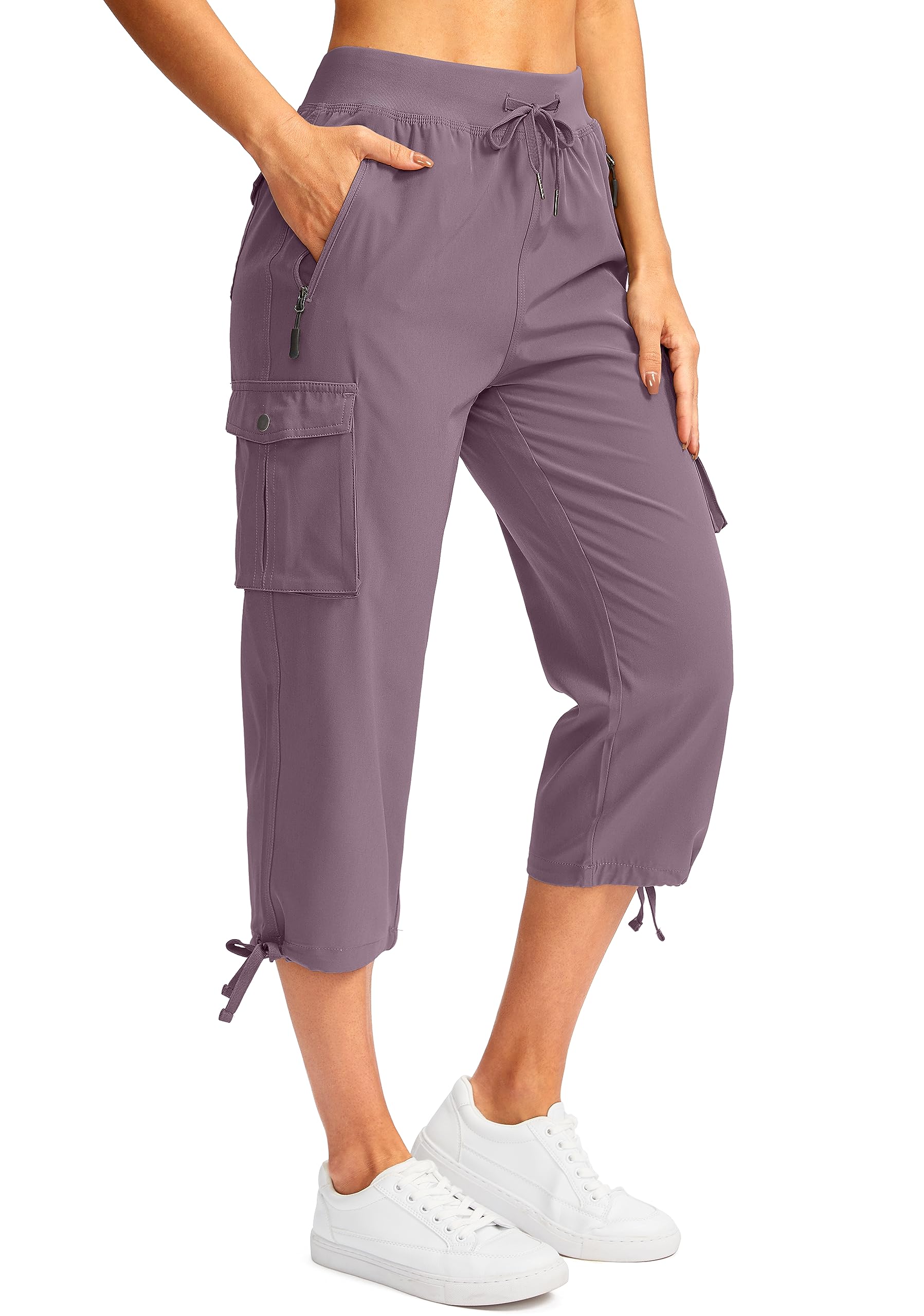 Soothfeel Women's Cargo Capris Pants with 6 Pockets Lightweight Quick Dry