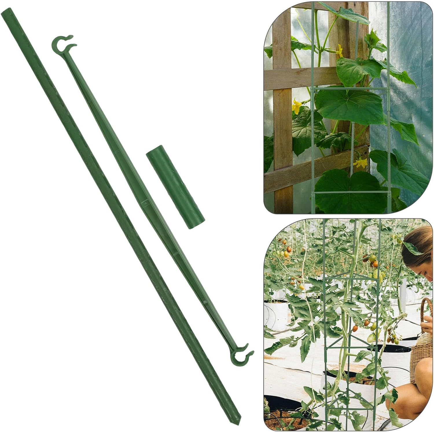 3 Sets Metal Tomato Plant Trellis 27 Poles 18 Connectors Vegetable Climbing Plant Support for Garden and Patio Indoor Outdoor