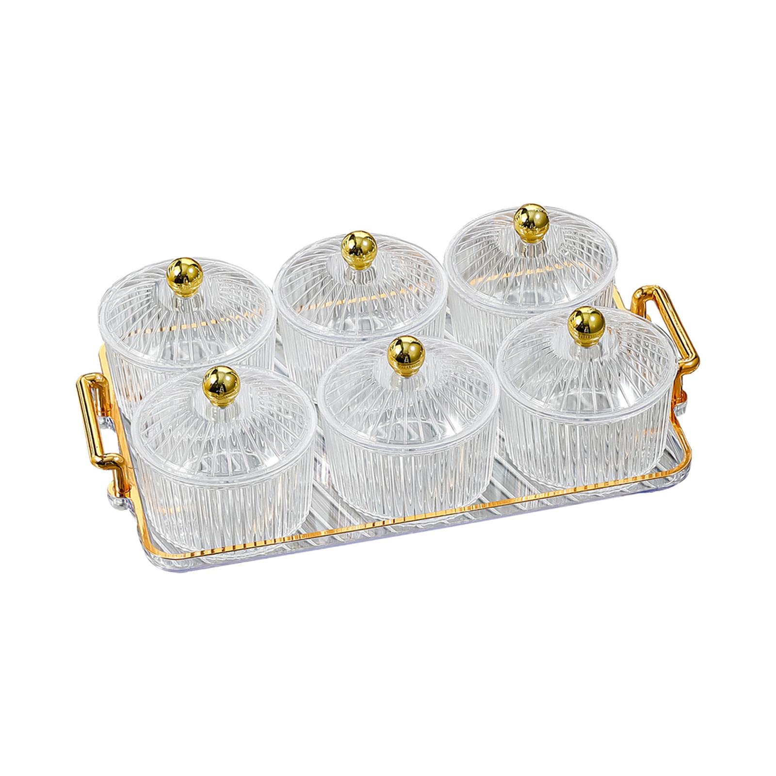 LOVIVER Nordic Caddy Servierplatte, Tablett mit getrockneten Früchten, Dessert-Trennplatte, Servierplatte für Obst-Snacks für Partys, Zuhause, Schließe 6 Schalen ab