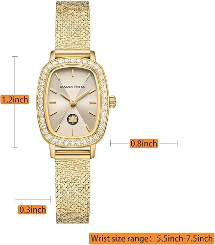 Miniatura 6 de GOLDEN MAPLE Watches for Women, Dainty Gold Watch with Small Stainless Steel Case, Quartz Movement and Water Resistant, Adjustable Mesh Band