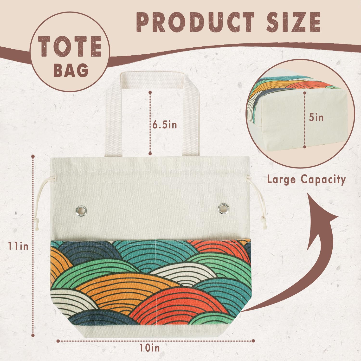 TOGETRUE Garntasche, Strick-/Häkeltasche, Garnaufbewahrungstaschen, Organizer, Häkeltaschen für Häkelprojekte, zum Aufbewahren von Knäuel, kurze Stricknadel (Farbbogen)