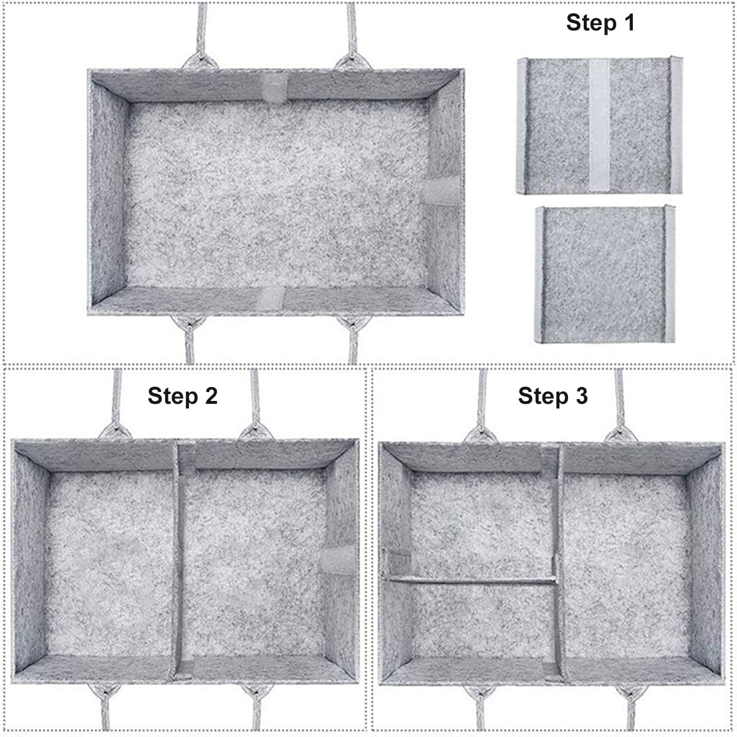 Sac de rangement pliable en feutre, compartiments interchangeables boîte à couches panier en feutre organisateur de table à langer pour chambre d'enfant, mère, nouveau-né, enfant, couche