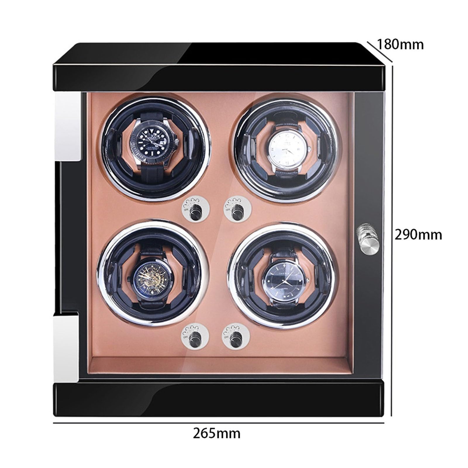 Caricatore per 4 Orologi Scatola Rotante per Orologi con luci LED Silenzioso Motore Giapponese Mabuchi Cuscini per Orologi Regolabili Adatti a Orologi da Donna e da Uomo,，Brown Pu-4+0