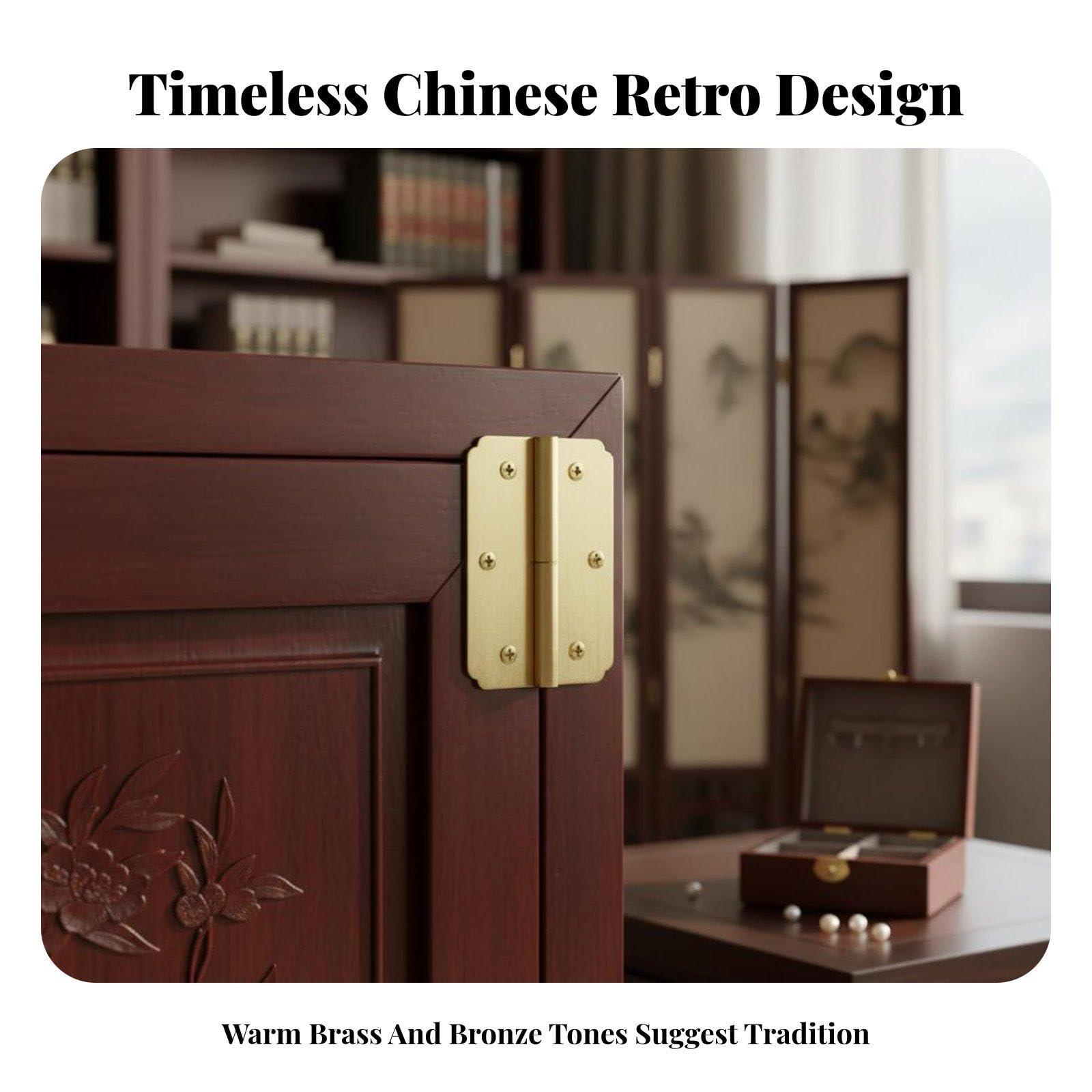 predolo 4 Bisagras Ornamentales Desmontables para Muebles, Estilo Y Diseño Antiguo, Diseño Chino, Ideales para Carpinteros, El, 5 piezas