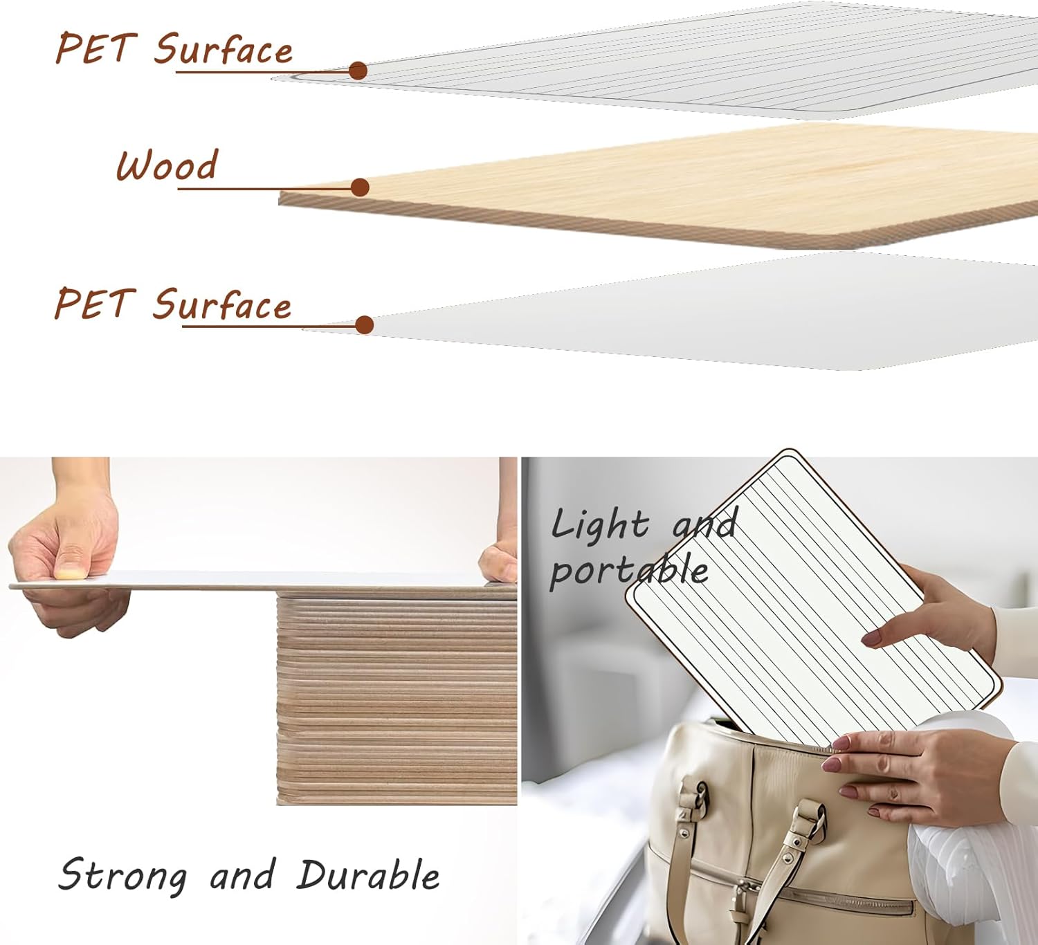10 Pack Double Sided Music Staff Lapboards 9'' x 12'' - Mini Dry Erase Whiteboards with 3 Staves & Blank Back, Small Music Board for Students, Piano Teachers, Classroom Supplies & Gifts