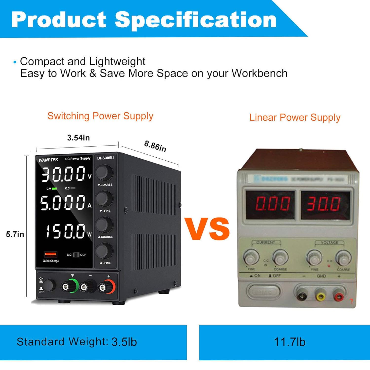 Flаѕh Dеаlѕ - 80% оƒƒ DC Power Supply Variable, Adjustable Switching Bench Power Supply (0-30 V 0-5 A) with 4-Digits LED Display, 5V/3.6A USB Quick-Charge Interface, Short Circuit Alarm, Coarse and Fine Adjustments