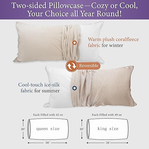 Miniatura 5 de SANSWAN Juego de 2 almohadas de plumas de ganso tamaño King, hipoalergénicas, 100% algodón, colección de hotel, almohada de lujo suave rodeada de