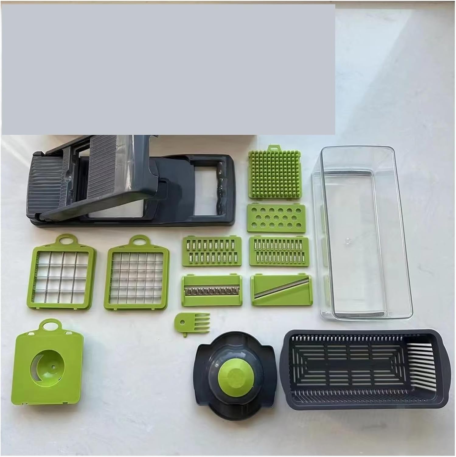 14-in-1 Multifunctional Vegetable Chopper - Kitchen Food Slicer Dicer With Handle For Onion, Tomato, Potato, Fruit, Efficient Veggie Cutter Grater(QCQ- 16 in 1)
