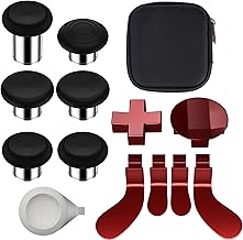 Replacement Metal Thumbsticks for Xbox Elite Series 2 Controller, Elite Series 2 Controller Accessories, 4 Paddles, 2 Dpads, 6 Metal Joysticks for Xbox Elite Series 2 Replacement Parts(Red)