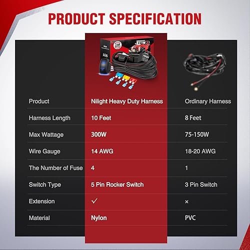 Miniatura 44 de Barra de luz LED Nilight. arnés de cableado, kit de 12 V, interruptor basculante, láser de 5 pines, interruptor de encendido y apagado impermeable