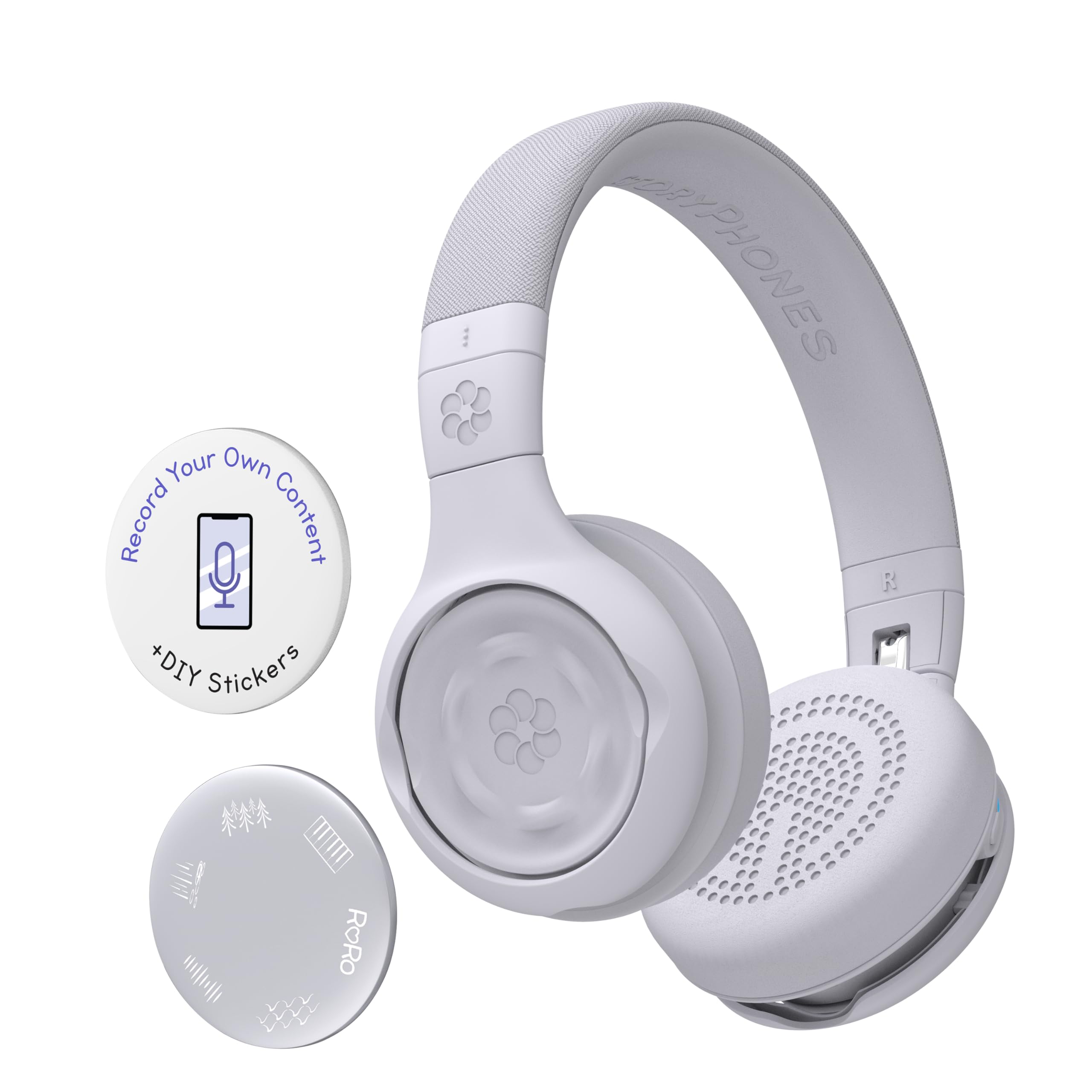 ONANOFF StoryPhones, Storytelling Foldable Bluetooth Kids Headphones-Intro Bundle with ZenDisk and PlayShield, Perfect for Travel, Learning, Screen-Free Entertainment, Stories and Music (Grey)