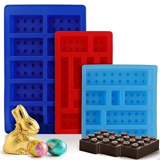 3Pcs Silicone Chocolate Molds - Building Brick Mold Silicone Non-Stick Ice Cube Tray, Easy to Use & Clean - Designed for Candy, Chocolate, Ice, Gelatin, Soap, Jelly Shots, Cake Decorating & More Fun