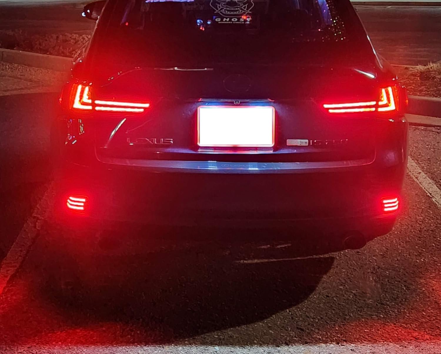 iJDMTOY Dark Smoked Lens 120-SMD Full LED Rear Bumper Reflector Light Trim Compatible With Lexus 2014-2020 IS200t IS250 IS300 IS350 IS-F. Function as Tail or Rear Fog Lights
