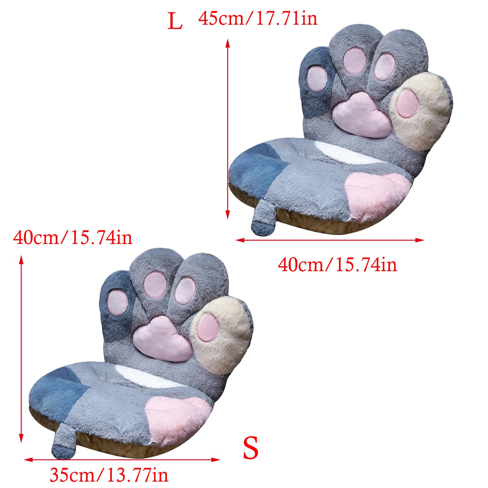 Cojín de asiento de gatito peludo, cojín multifuncional para el suelo con relleno amigable, almohada trasera de dibujos animados