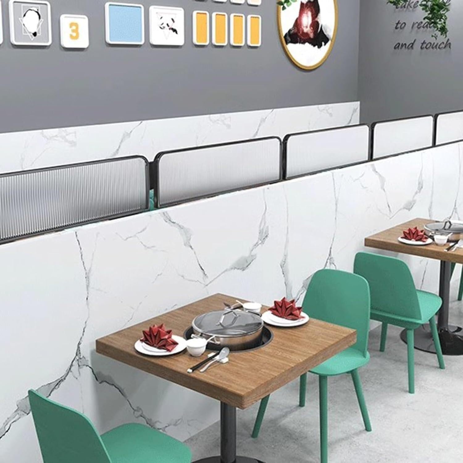 Glass Room Divider Office Partition Tempered Glass Panels Table Dividers Panels Partitions，Decorative Glass Partition Walls for Dining AreasBlack Striped Low Desk Divider (50x100cm) Stylish