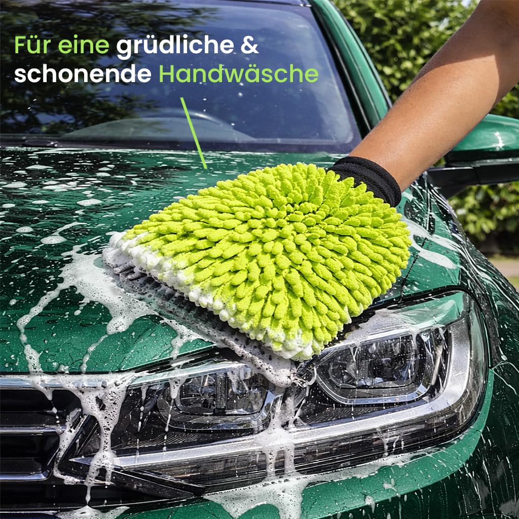 BiOHY Manopla de lavado de microfibra para coche (juego de 6) | Premium Chenille Auto Wash Guante para el cuidado del coche, pintura, llantas y discos | lavable a máquina | Sin pelusas, antiarañazos y
