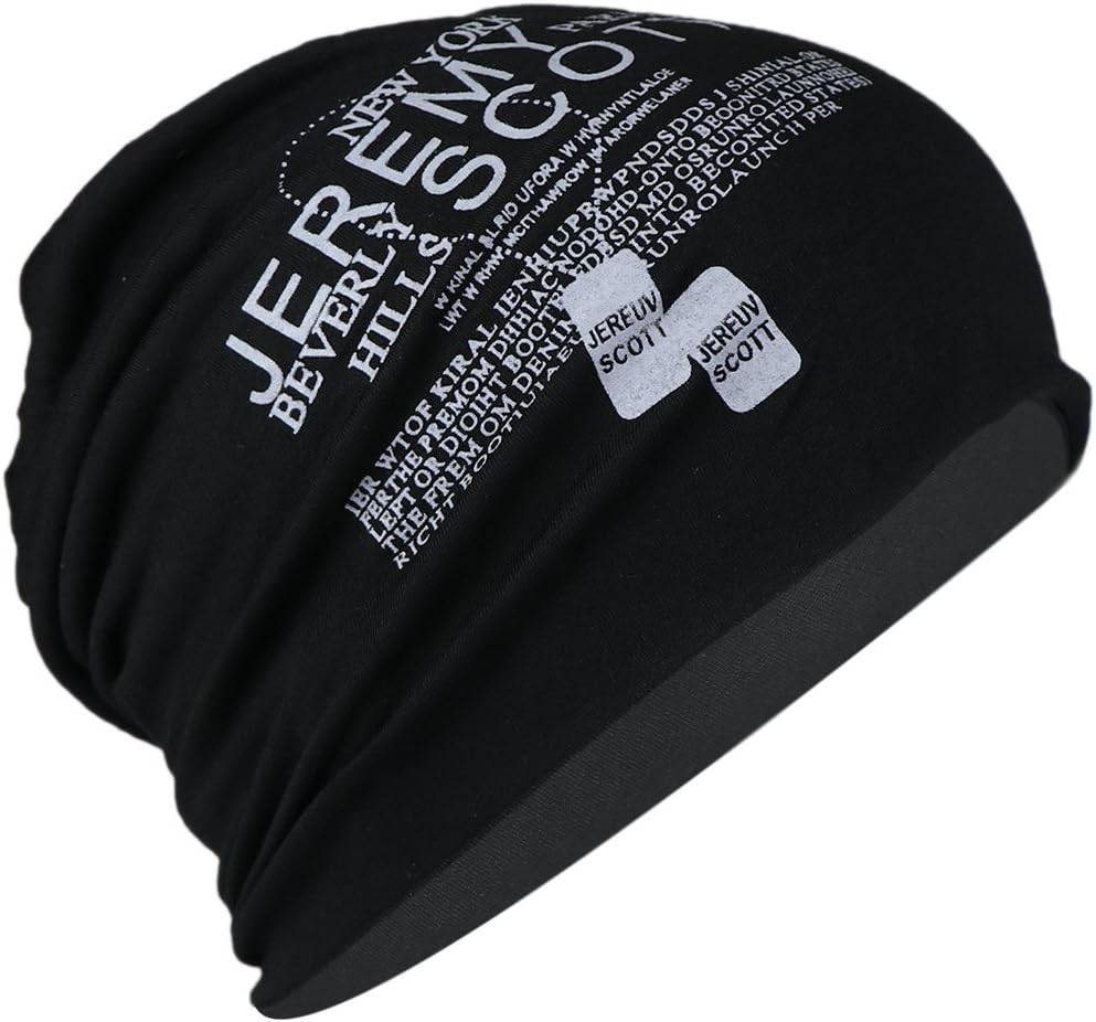 Men's Beanies Cotton Slouchy Skull Summer Blended Free Size Black Beanie Cap for Men Women Boys (7005-Jeremy Scott)