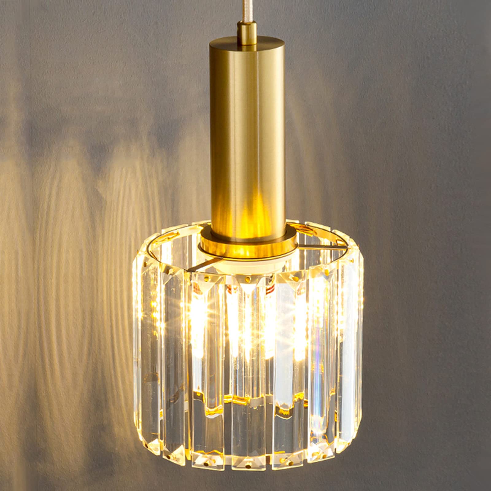 Mini luz colgante de cristal moderna para cocina, isla, comedor, dormitorio, lámpara de techo de cristal con base dorada, luz colgante (1 luz)