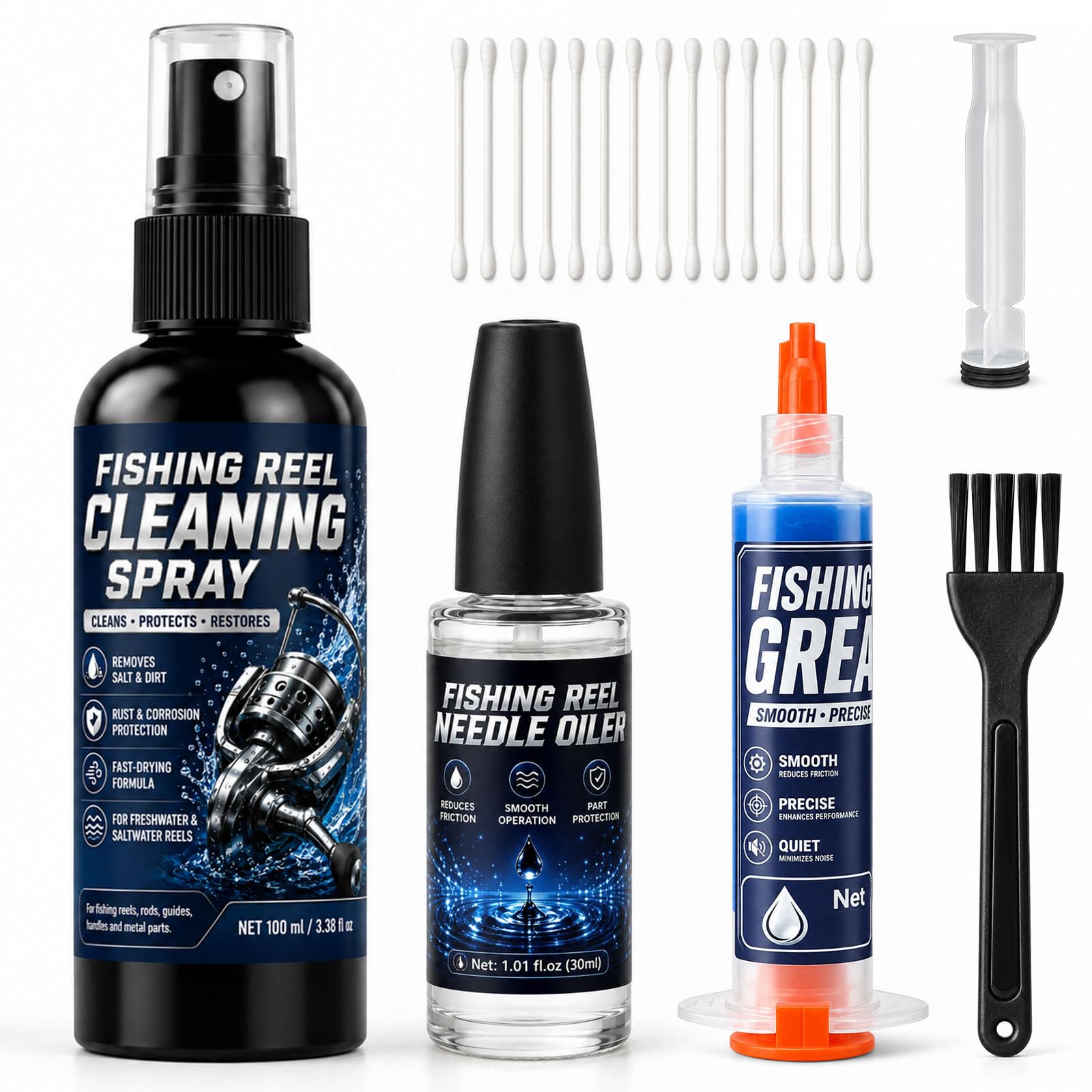 Amazon.com : WAN2TLK Fishing Reel Care Kit for Lubricate, Protect & Clean | Marine & Tackle Reel Care Kit with Fishing Reel Cleaner, Fishing Reel Oil & Grease