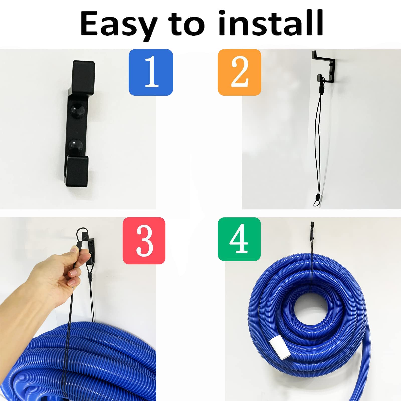 Griwuut 2 Pezzi Porta tubo da Giardino, Supporto a Parete in Metallo Robusto, Gancio per Tubo dell'Acqua e Cavo di Prolunga per Giardino e Esterno