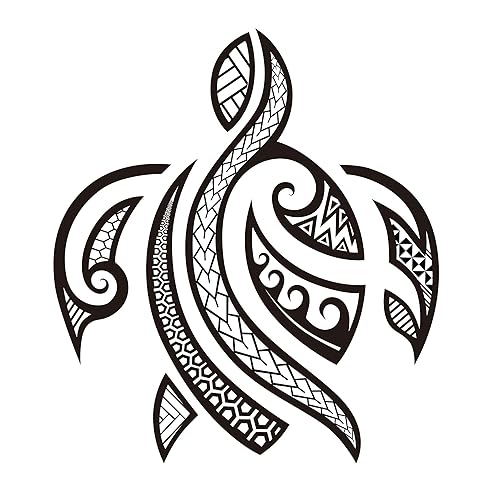 Miniatura 1 de Dopetattoo 6 hojas de tatuajes temporales tortugas tribales tortugas polinesias tortuga samoana maorí diseño de brazo de tortuga para hombres,