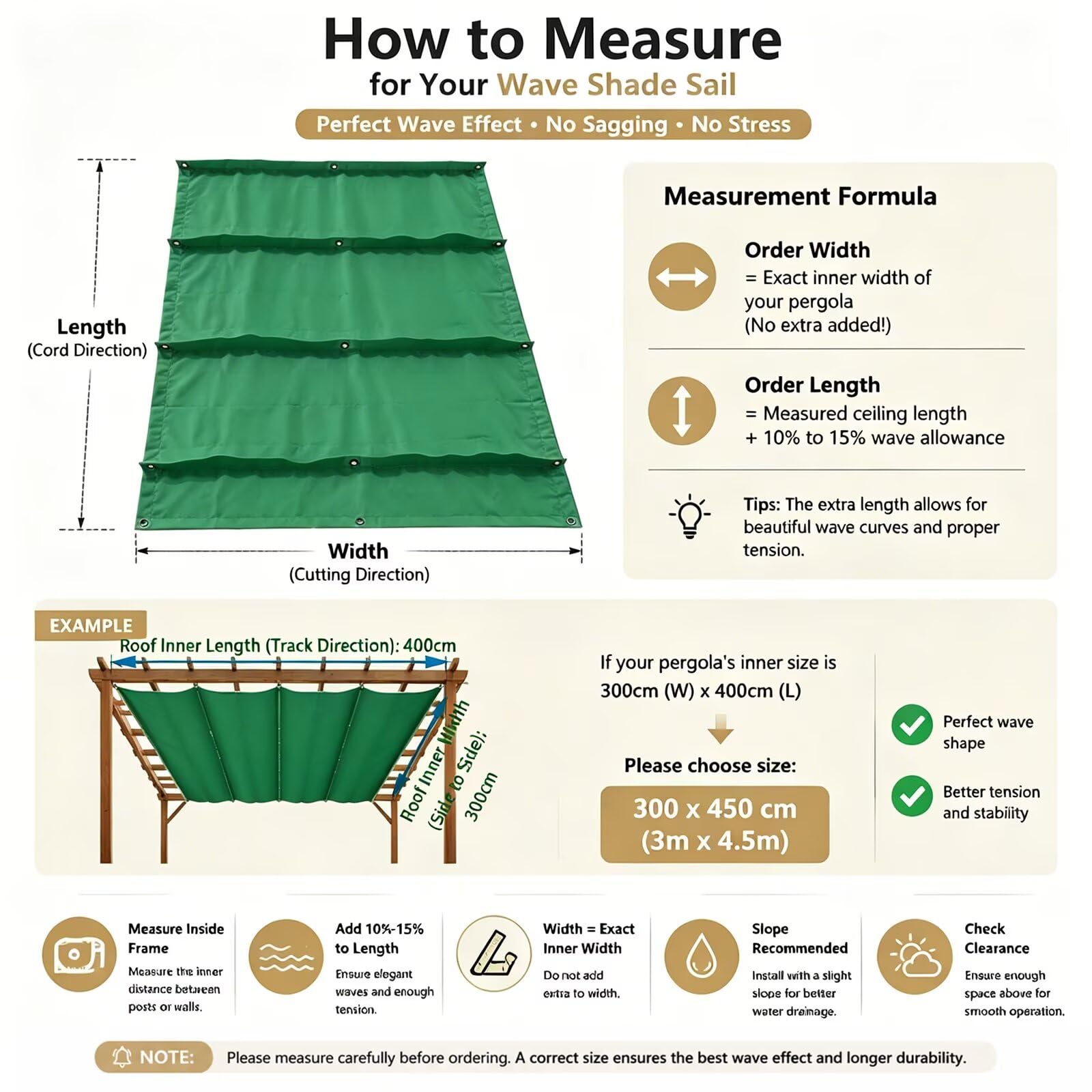 Generic Wintergarten Beschattung XL 200x800cm Innen Seilspannmarkise Ausziehbar Wellenform,232g/m² Wasserdicht Oxford Sonnensegel,Premium Hitzeschutz für Großes Glasdach Grün