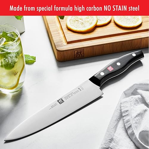 Miniatura 4 de Zwilling J.A. Henckels Twin Signature, cuchillo de chef, cuchillo de cocina, cuchillo alemán, 8 pulgadas, acero inoxidable, negro
