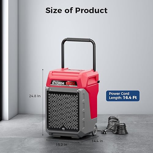 Miniatura 8 de ALORAIR Deshumidificador comercial de 170 PPD con bomba, cubierta espacial de 2100 pies cuadrados de uso industrial, Dehu portátil, con ruedas, apto