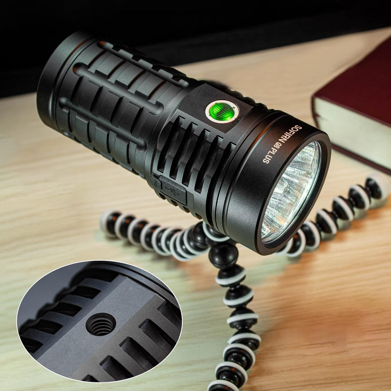 Sofirn Q8 Plus, torcia a LED, super luminosa, 16000 lumen, potente torcia ricaricabili, torcia USB C, 6 LED estremamente luminosi per campeggio, escursionismo