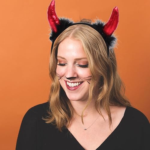 Vista 5 de OSALADI Conjunto de disfraz de diablo de Halloween, diadema de cuerno de diablo, tridente negro, disfraz de demonio de diablo, accesorio