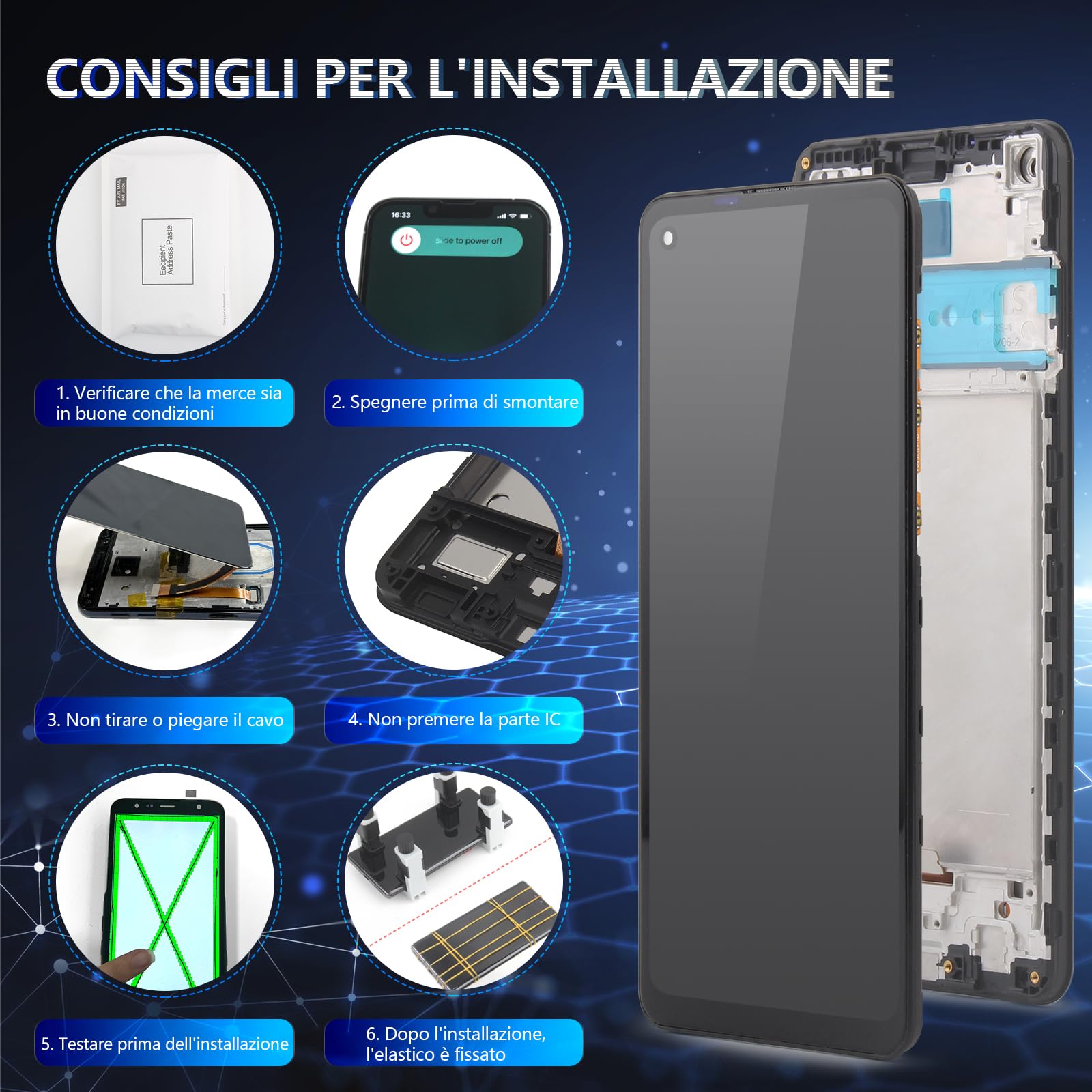 RongZy LCD Schermo per Samsung Galaxy A21s A217F di Ricambio Display Touch Screen Digitizer Parti di Riparazione per Galaxy A21s LCD Display con Strumenti(6.5",Nero con Cornice)