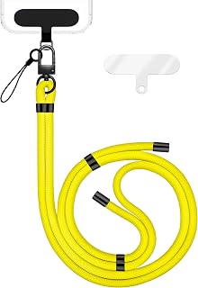 NALIA HoldMe Correa Universal Compatible con Smartphone y Fundas, Cuerda de Nailon Ajustable y Desmontable, Lanyard para Colgar el Móvil con Mosquetón y 2 Parches