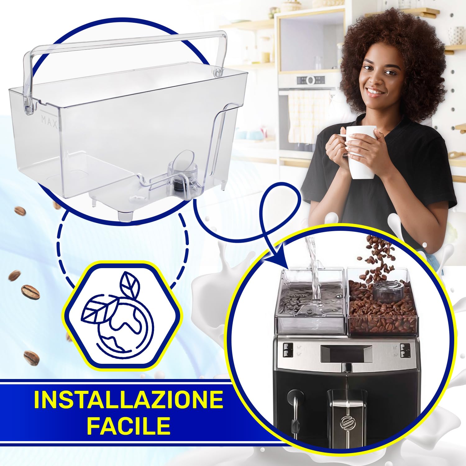 Serbatoio Acqua per Macchina Caffè con Codice Originale 421945003751 per Gaggia per Saeco - Garanzia di 10 Anni - MONTERAL
