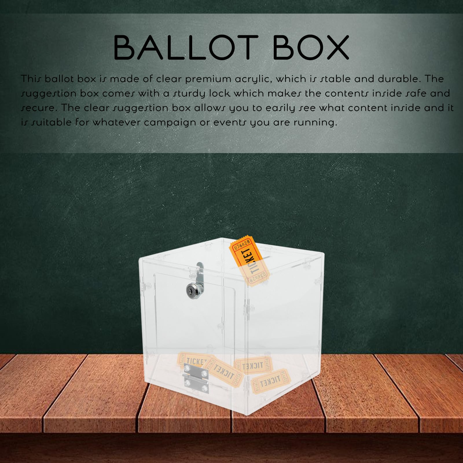 Urna de Votación Transparente de Acrílico para Boletos y Sugerencias