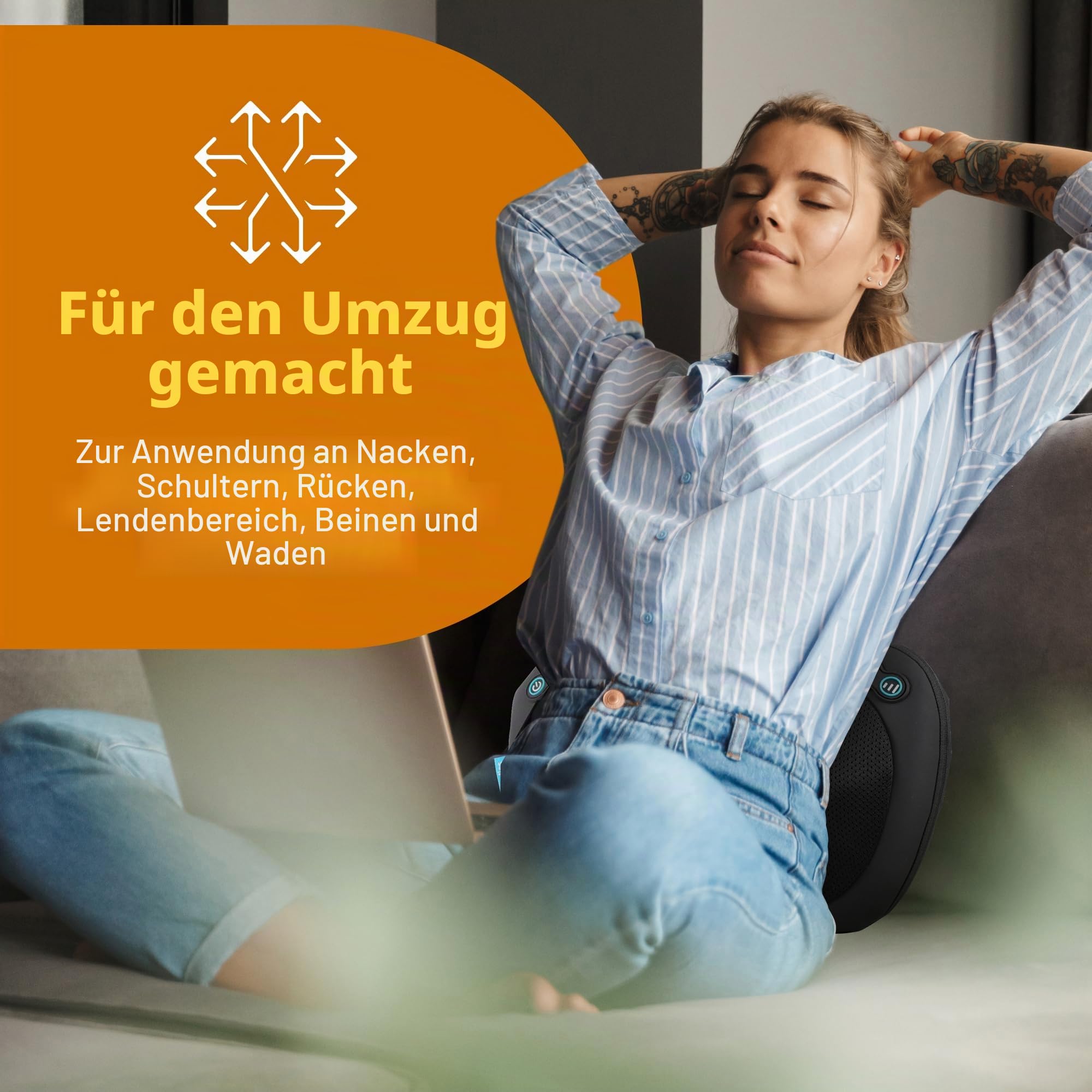 HoMedics Everybody Shiatsu Massagekissen mit Wärme – Tiefengewebs-Massagegerät für Nacken, Schultern und Rücken mit 4 rotierenden Köpfen, 2 Richtungen & Wärmefunktion