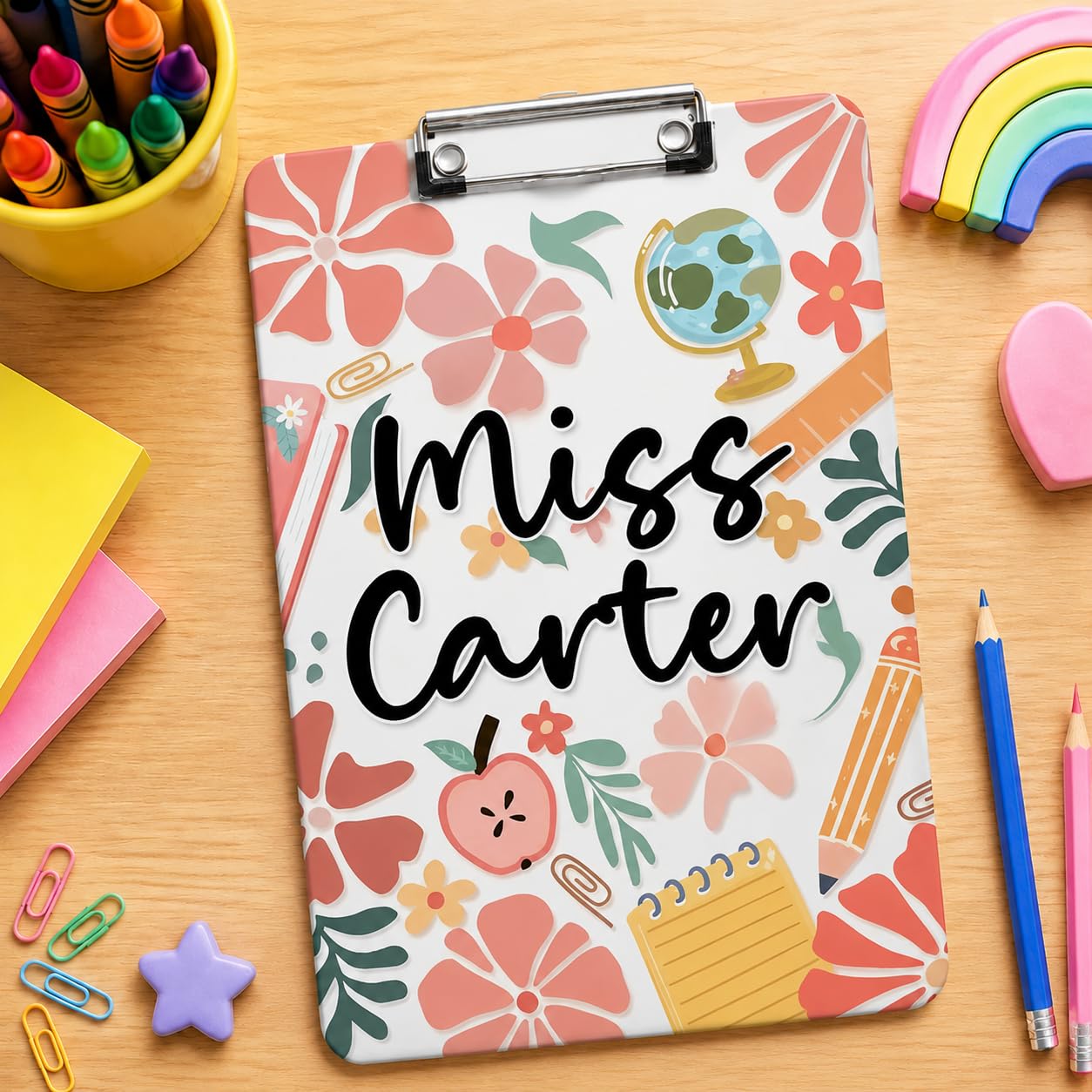 Personalised A4 Acrylic Clipboard with Name for Teachers (Style 03)