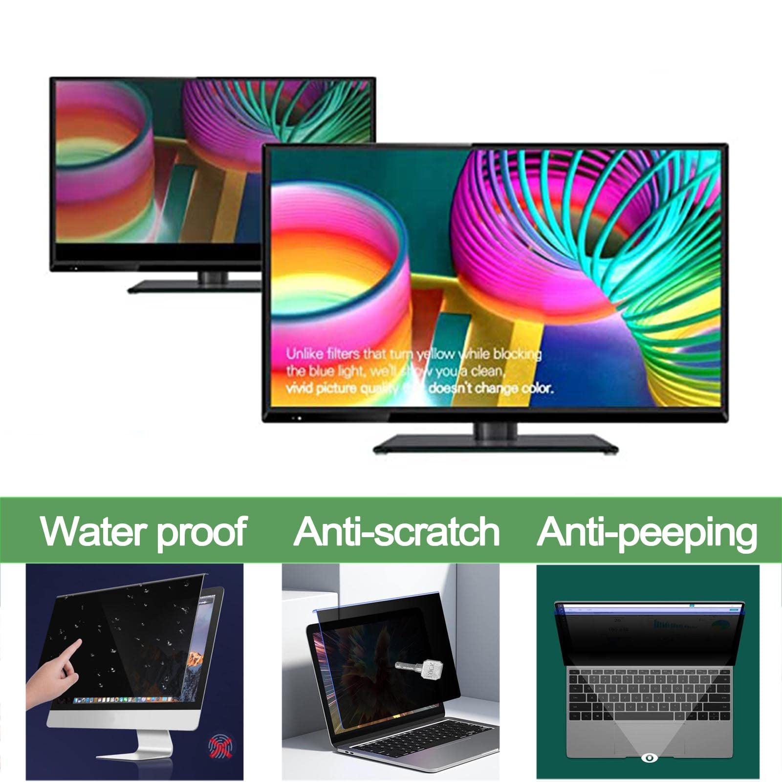 LIGUOYI HD Filtro De Privacidad, Antis Luz Azul, Antis UV, Antimicrobiano, Antis-Reflejos Filtro De Pantalla, Antis-Espionaje Protector De Pantalla para Pantalla Ordenador, Monitor