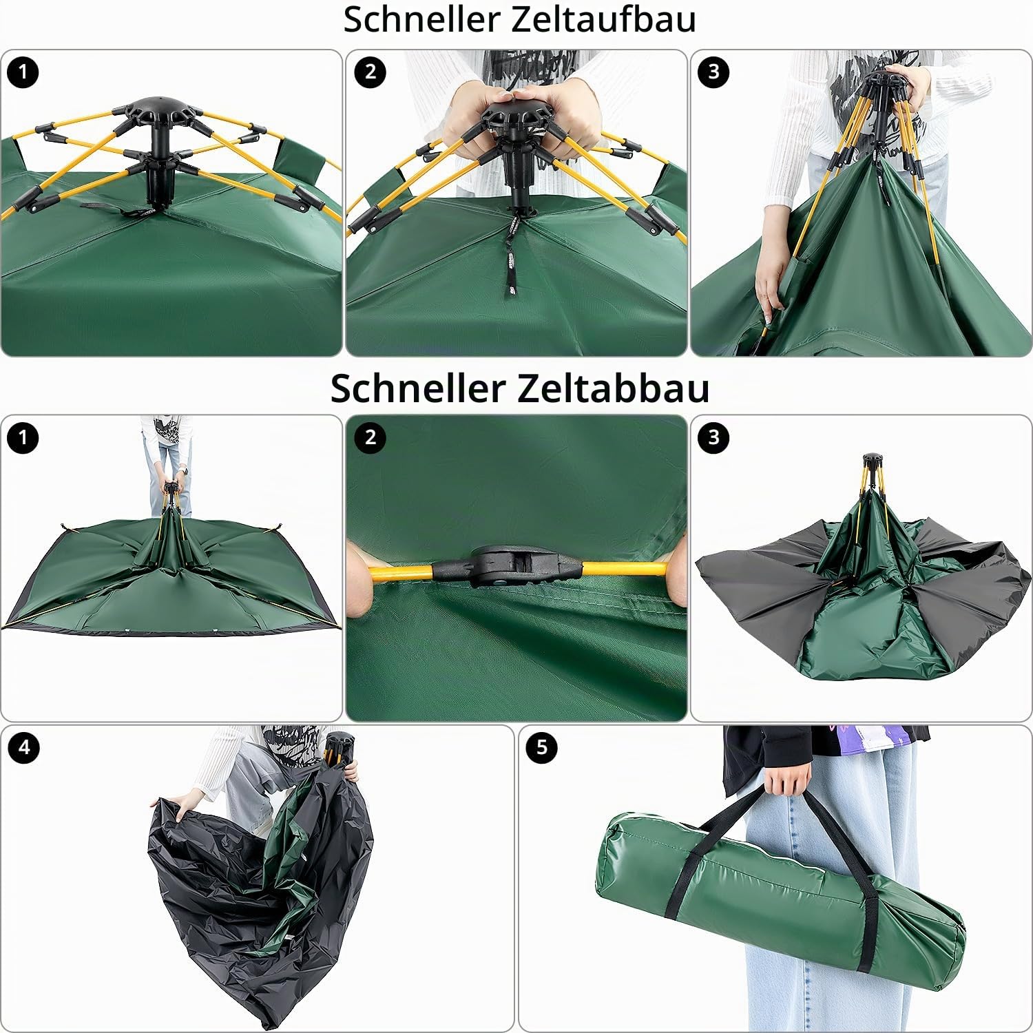 QWORK® Automatisches Pop-up-Zelt für 1–2 Personen, Sonnenschutz & Wasserdicht, Einfacher Aufbau für Angeln, Camping, Wandern & Strand