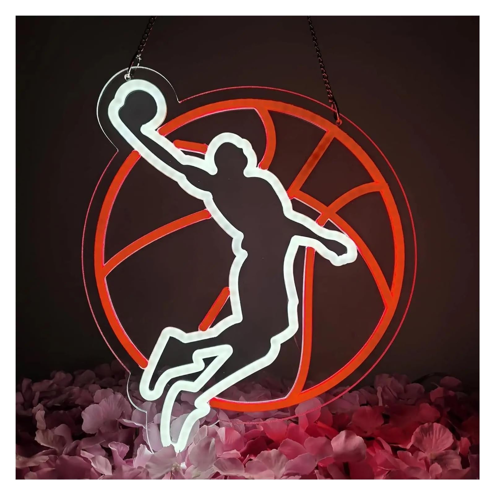 SHOUXI Sign Lamp Basketball Neon Sign Dimmable Sports Light for Kids Room Bedroom Hotel Pub Cafe Wedding Birthday Party Decor 33cmx33cm