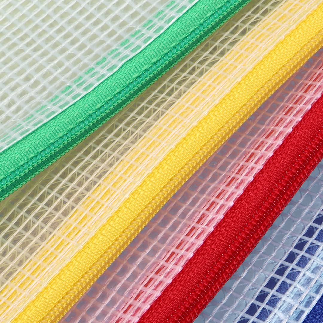 Bolsas De Malla A4 Con Cremallera - Pack 50 Unidades, 5 Colores, Para Archivos, Oficina, Escuela, Almacenamiento