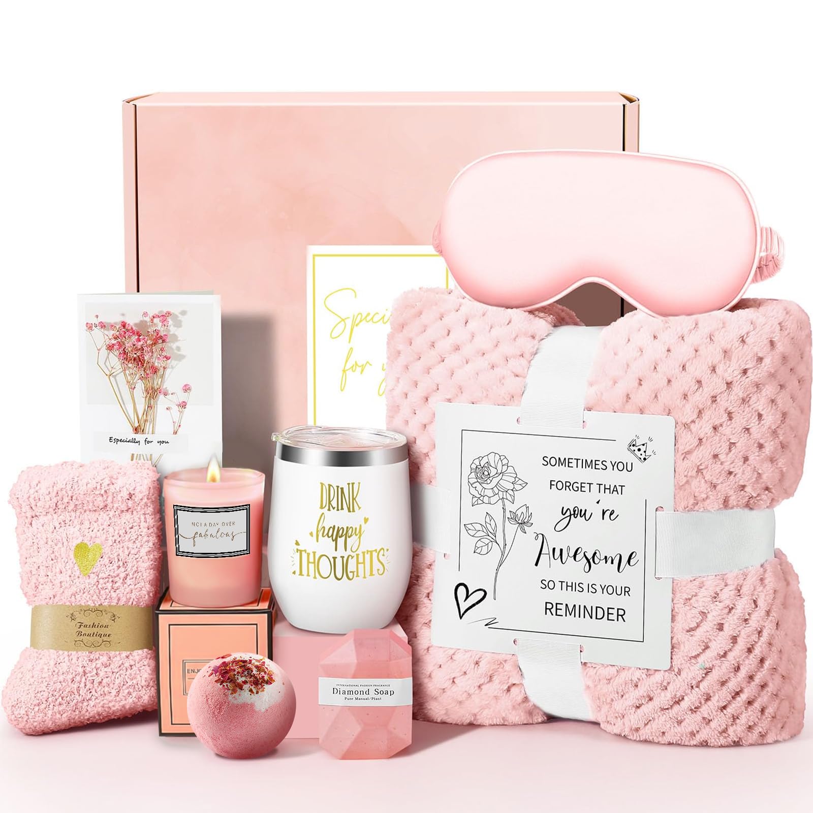 GANGANWU Birthday Gifts for Women, Mothers Day Gifts for Mom from Daughter, Get Well Soon Gift Unique Spa Gift Basket Box for Women Best Friend Sister, Self Care Gift