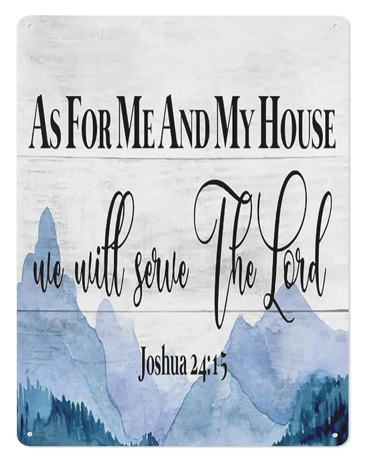 NWPNLXEA As for Me and My House We Will Serve the Lord Metal Tin Sign Bible Verse Quote Christian Wall Decor for Home 8 X 12 in
