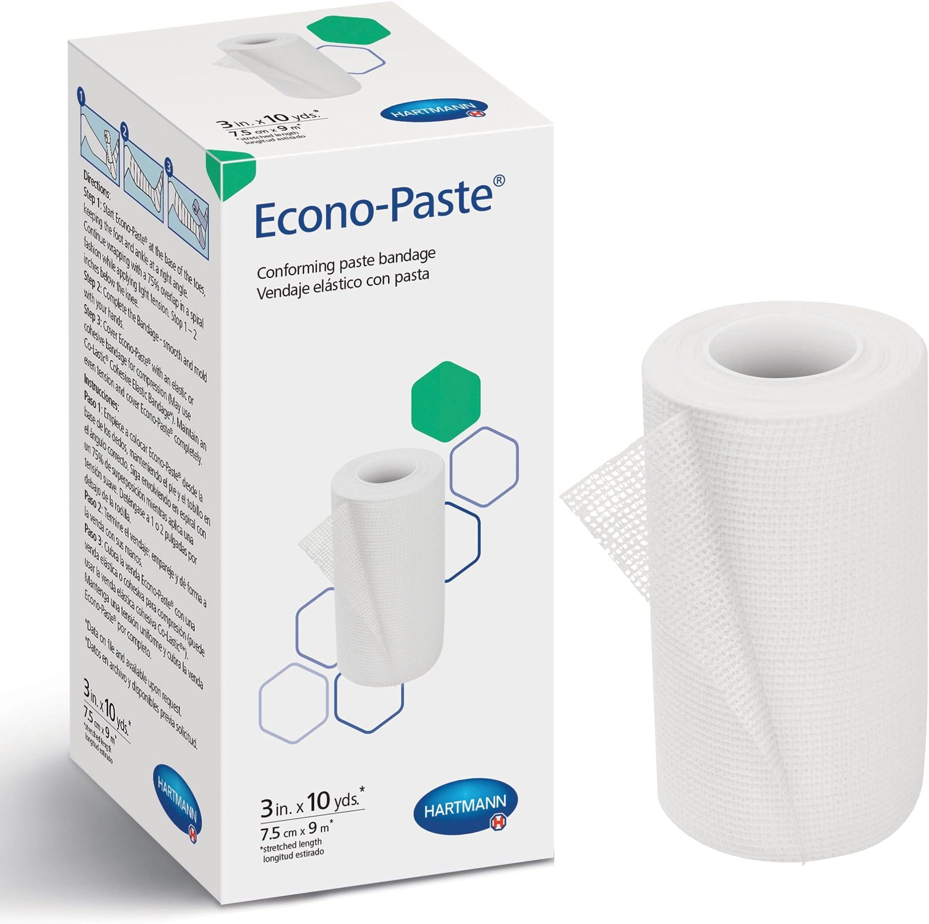 Hartmann 47300000 Econo-Paste Latex-Free Conforming Zinc-Oxide Paste Bandage, 3" Width, 10 yd. Length