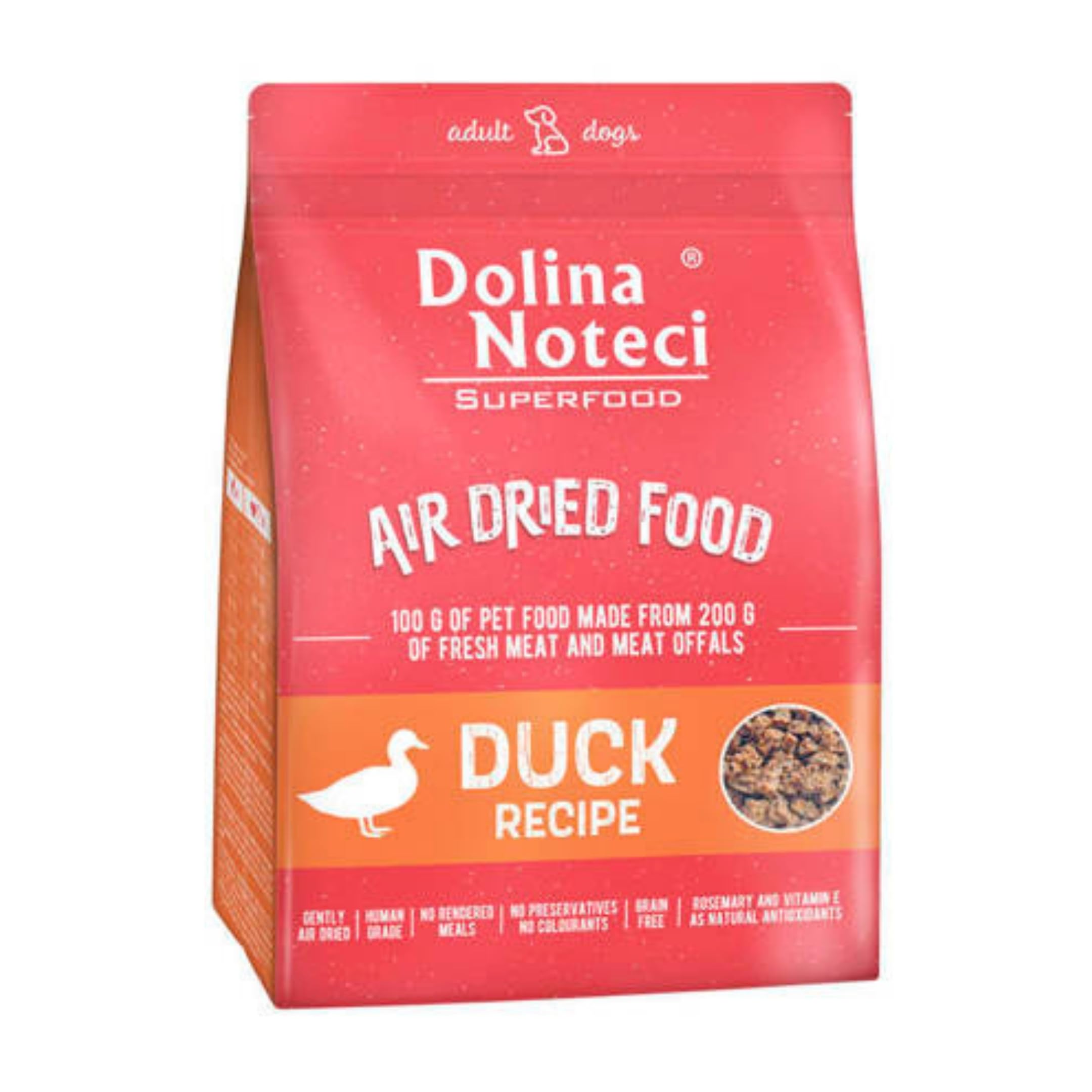 Dolina Noteci Premium Nutrient-Rich, Grain-Free Air Dried Dog Food with 80% Fresh Meat & Superfoods for Optimal Health Breeds! (Duck, 5kg)