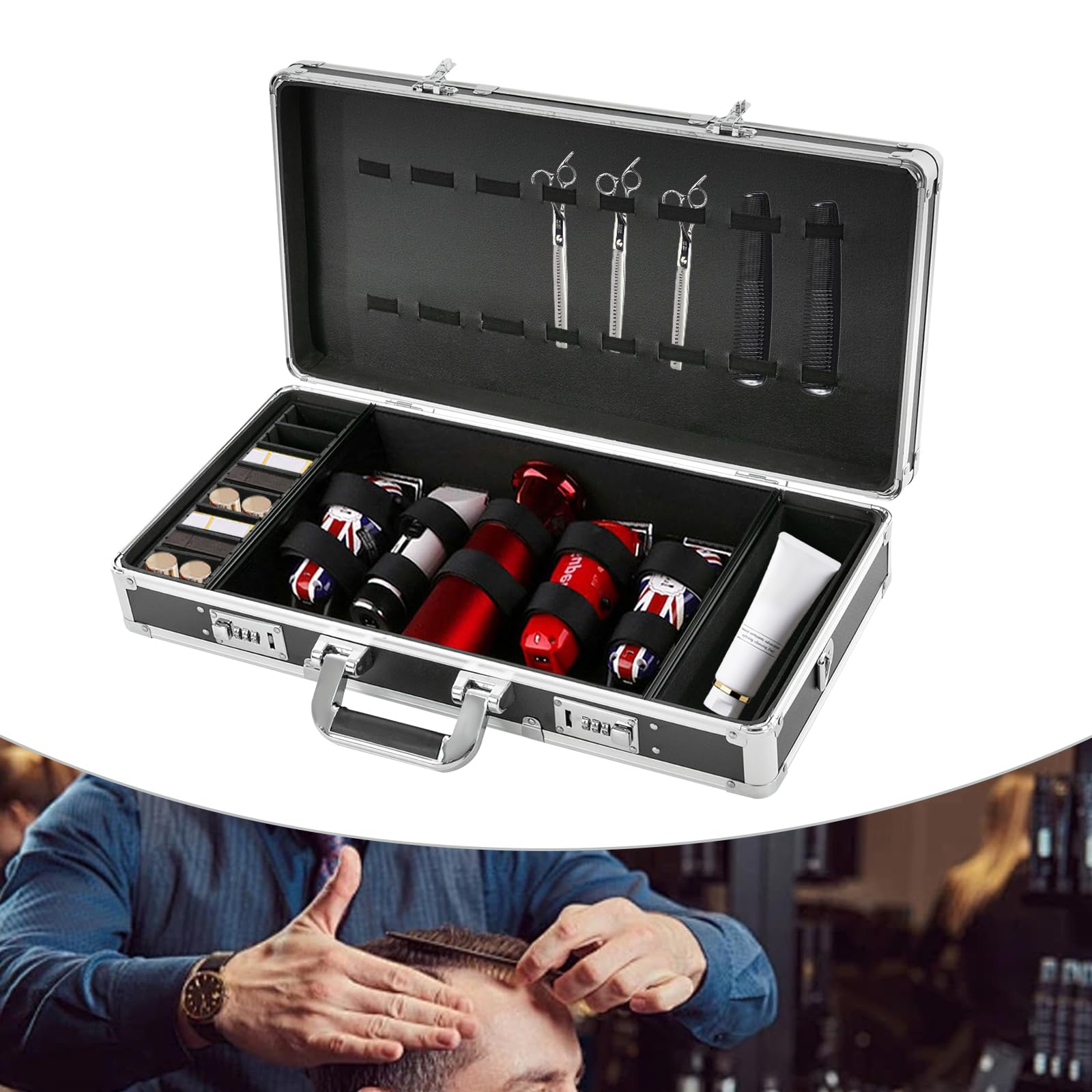 Kosmetikkoffer Schminkkoffer Hartschale Kosmetik Koffer Damen Groß Friseurkoffer Friseur Zubehör Make Up Organizer Friseurwagen Trolley Makeup