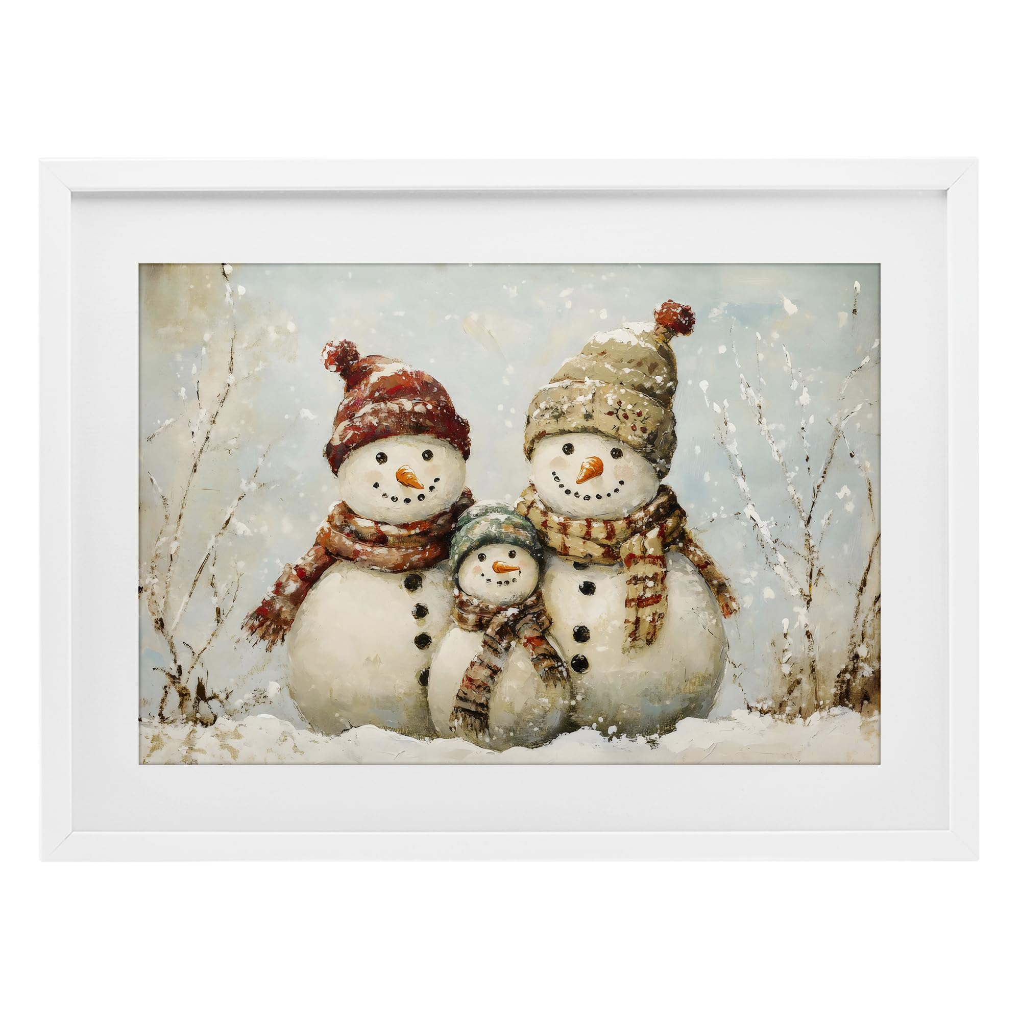 Cadre bonhomme de neige noir sous verre Stupell déco murale 43x58
