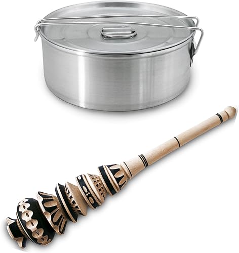 Auténtico espumador de chocolate caliente mexicano mexicano (grande) + molde de flan con tapa (8.2 x 3.2 pulgadas) – batidor de madera de chocolate