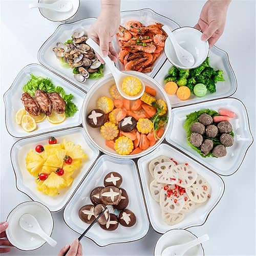 ZHUHW - Juego de vajilla de cerámica para el hogar juego de vajilla de reunión cuencos de sopa platos de cena