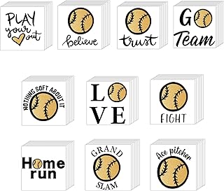 120 Pcs Softball Temporary Tattoos for Team Softball Team Gift Sports Waterproof Body Temporary Stickers Gold Softball Tattoo for Softball Team Boys Girls Fans Party Supplies, 10 Styles